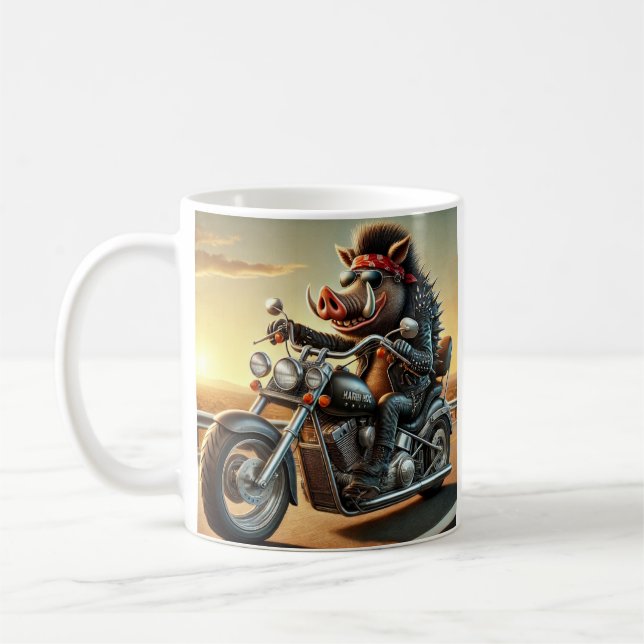 Road Hog Motorrad Tasse | Biker Schwein auf Choppe (Links)
