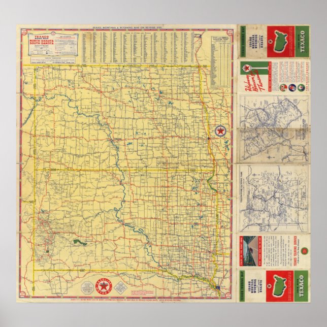 Road Map N & S Dakota Poster (Vorne)
