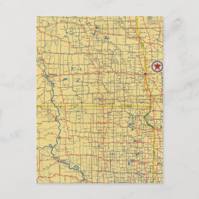 Road Map N & S Dakota Postkarte (Vorderseite)