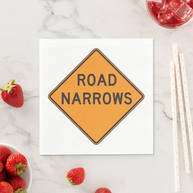 Road Narrows Road Sign Paper Napkins Serviette (Von Creator hochgeladen)