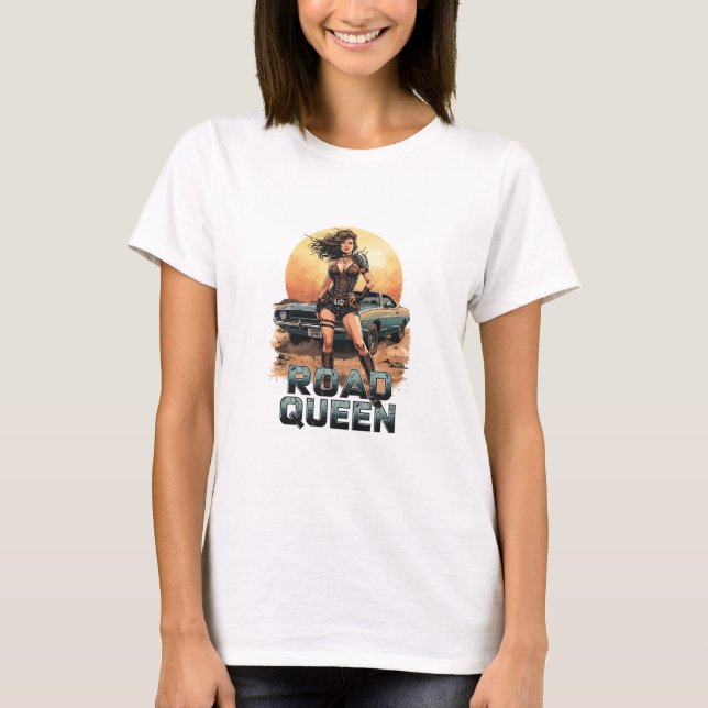 Road Queen – Post-Apocalyptic Pin-Up Warrior T-Shirt (Vorderseite)
