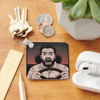 Road Rage Comic – Driver’s Fury Unleashed Schlüsselanhänger