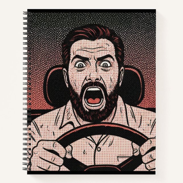 Road Rage Comic – Unkontrollierte Wut des Fahrers Notizbuch (Vorderseite)