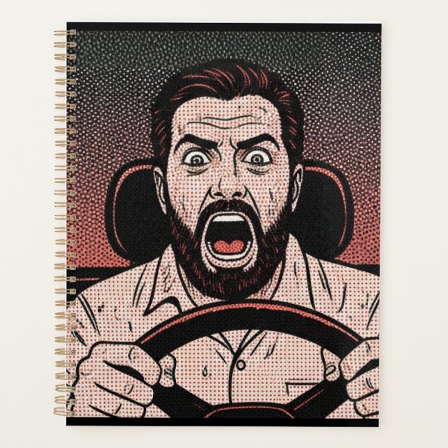 Road Rage Comic – Unkontrollierte Wut des Fahrers Planer (Vorderseite)