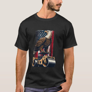 Road Roller USA Flag 4. Juli Bau V T-Shirt