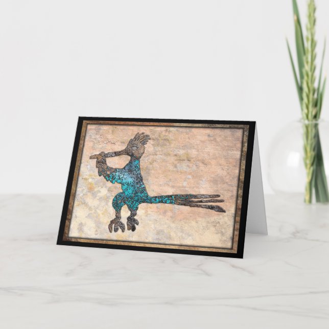 Road Runner Petroglyph Staat Bird Car in New Mexic Karte (Vorderseite)
