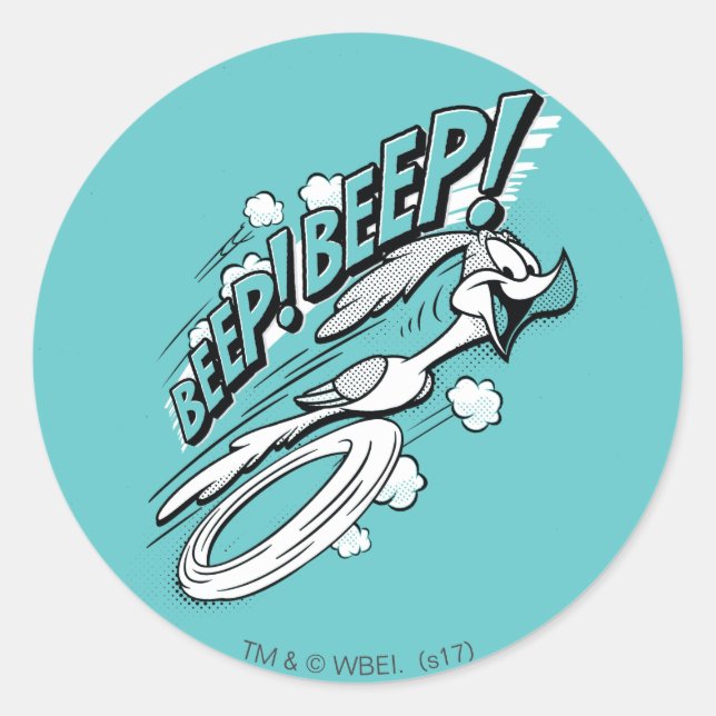 ROAD RUNNER™ REEP BEEP BEEP™™ Halftone Runder Aufkleber (Vorderseite)