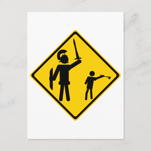 Road Sign David und Goliath Postkarte (Vorderseite)