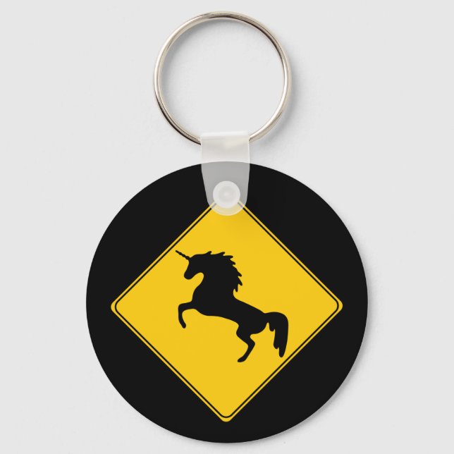 Road Sign Unicorn Schlüsselanhänger (Vorderseite)