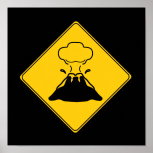 Road Sign- Volcano Poster