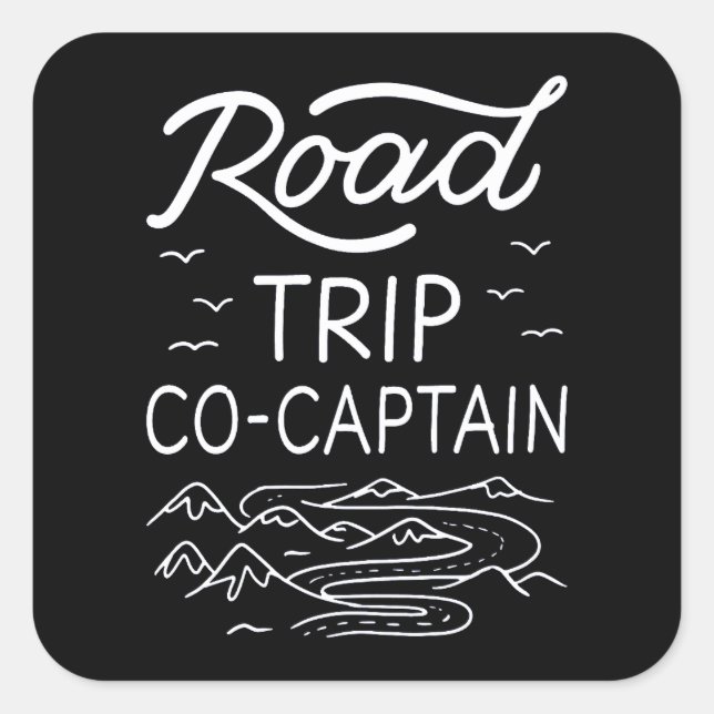 Road Trip Co-Captain I Quadratischer Aufkleber (Vorderseite)