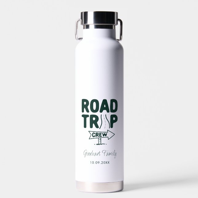 Road Trip Crew Custom Family Sommerurlaub Trinkflasche (Vorne)