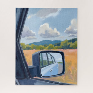 Road Trip   Rückspiegel Aquarell Reise Puzzle