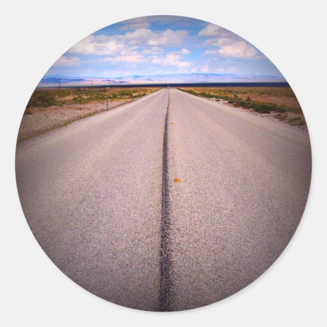 Road Trip Summer Vacacation Foto Runder Aufkleber (Vorderseite)