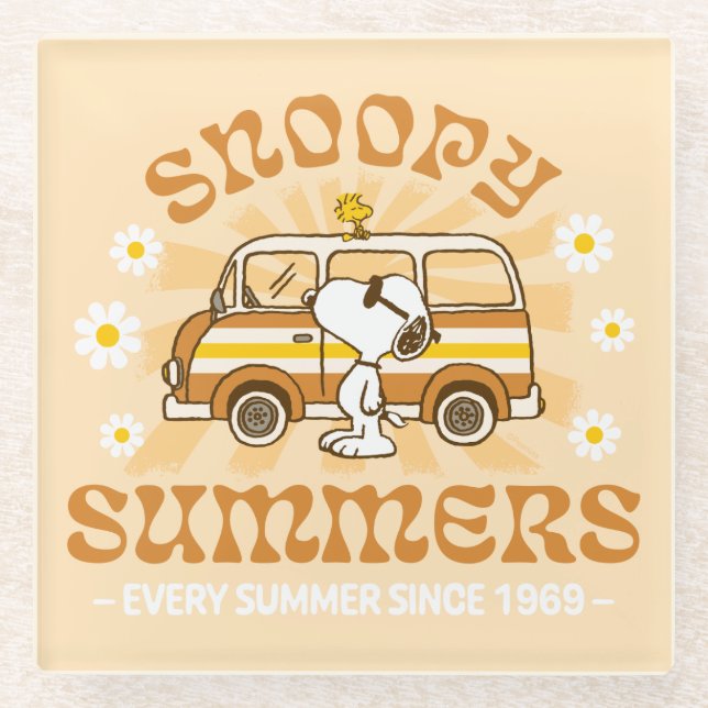Road Trippin | Erdnüsse Snoopy Summers Glasuntersetzer (Vorderseite)