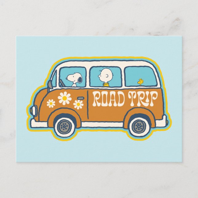 Road Trippin | Peanuts Road Trip Van Postkarte (Vorderseite)