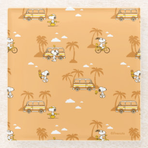 Road Trippin   Peanuts Snoopy Beach Pattern Glasuntersetzer