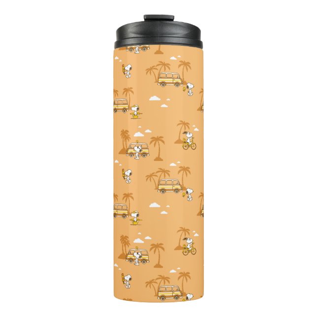 Road Trippin | Peanuts Snoopy Beach Pattern Thermosbecher (Vorderseite)