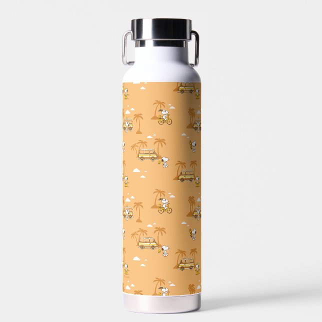 Road Trippin | Peanuts Snoopy Beach Pattern Trinkflasche (Vorne)