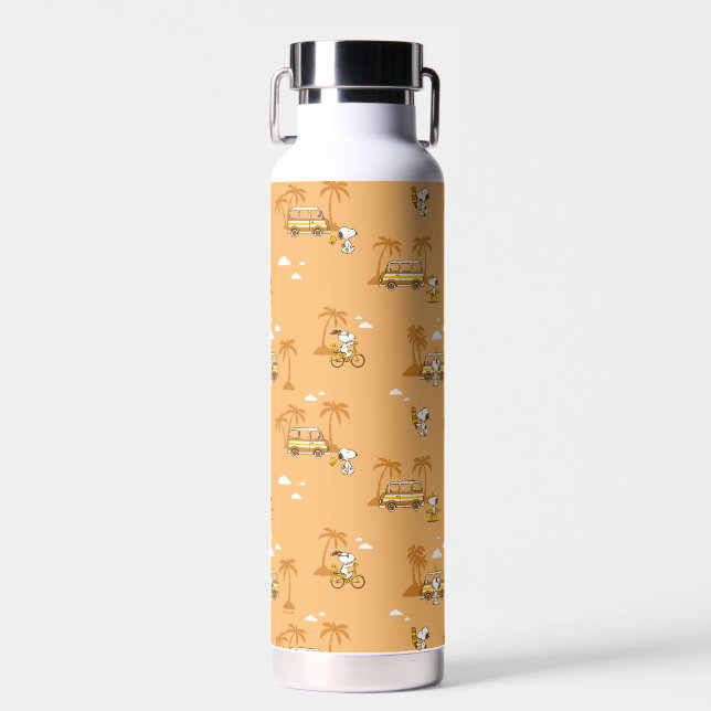 Road Trippin | Peanuts Snoopy Beach Pattern Trinkflasche (Vorne)