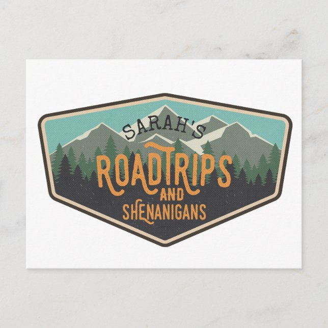 Road Trips & Shenanigans Personalisierte Postkarte (Vorderseite)