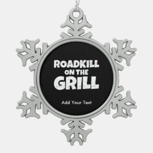 Roadkill auf dem Grill - lustiges GRILLEN Party Schneeflocken Zinn-Ornament