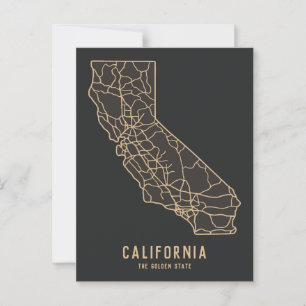 Roadmap für den US-Staat in Kalifornien - Goldener Postkarte