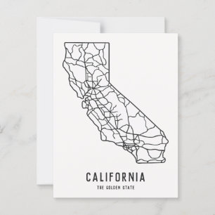 Roadmap für den US-Staat in Kalifornien - Goldener Postkarte