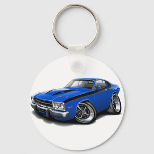 Roadrunner-Blau-Schwarzes Auto 1973-74 Schlüsselanhänger