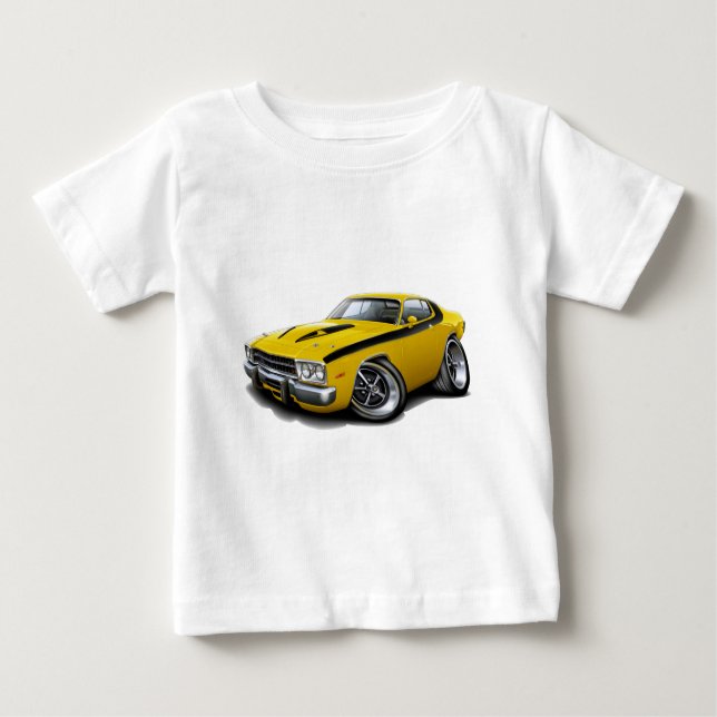 Roadrunner-Gelb-Schwarzes Auto 1973-74 Baby T-shirt (Vorderseite)
