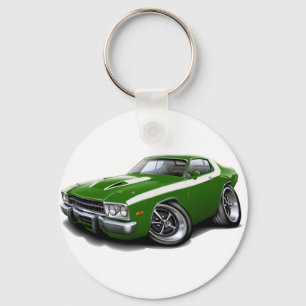 Roadrunner-Grün-Weißes Auto 1973-74 Schlüsselanhänger