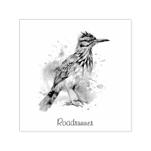 Roadrunner in lebendiger Aquarellfarbe, anpassbar Permastempel