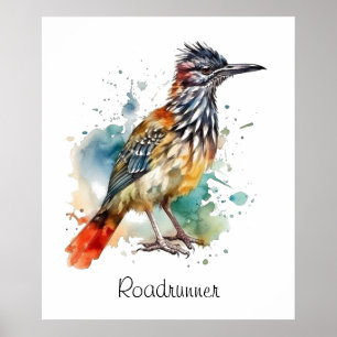 Roadrunner in lebendiger Aquarellfarbe, anpassbar Poster