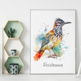 Roadrunner in lebendiger Aquarellfarbe, anpassbar Poster