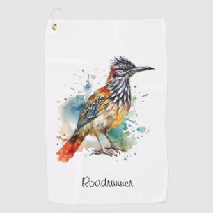 Roadrunner in lebendiger Wasserfarbe, anpassbar Golfhandtuch