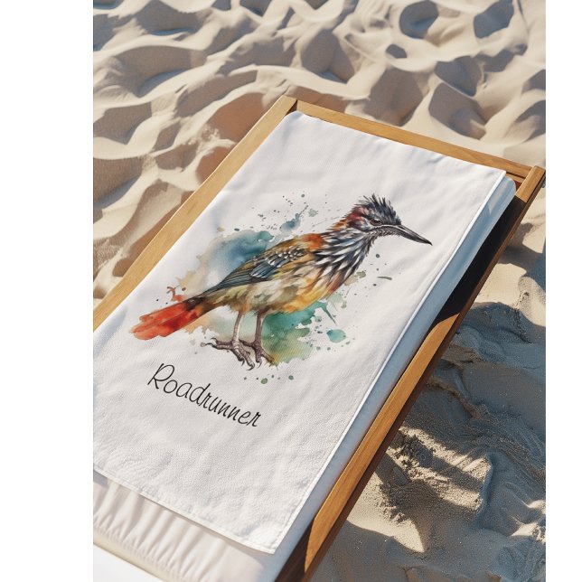 Roadrunner in lebendiger Wasserfarbe Badhandtuch Set (Von Creator hochgeladen)