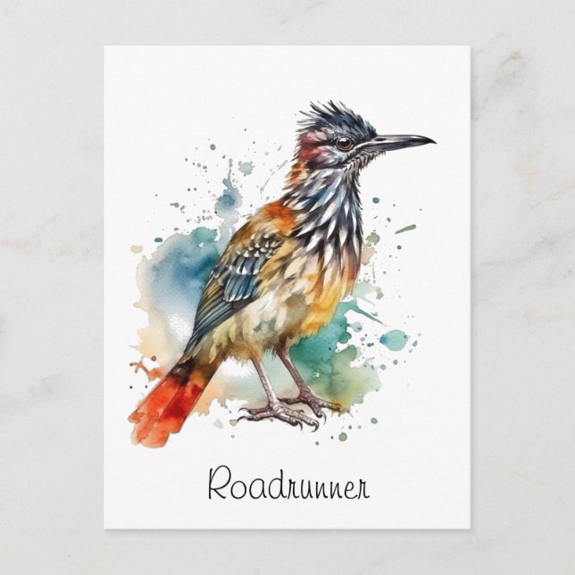Roadrunner in lebendiger Wasserfarbe Postkarte (Vorderseite)