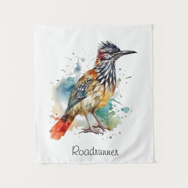 Roadrunner in lebendiger Wasserfarbe Wandteppich (Vorderseite)