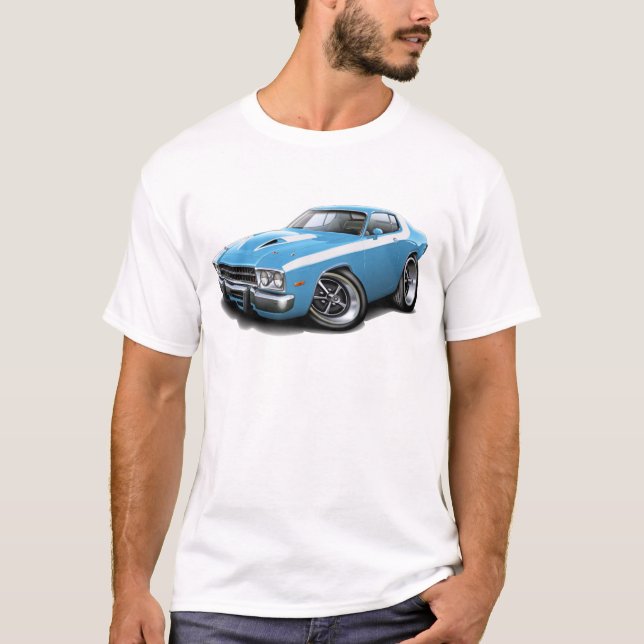 Roadrunner-lt 1973-74 Blau-Weiß Car T-Shirt (Vorderseite)