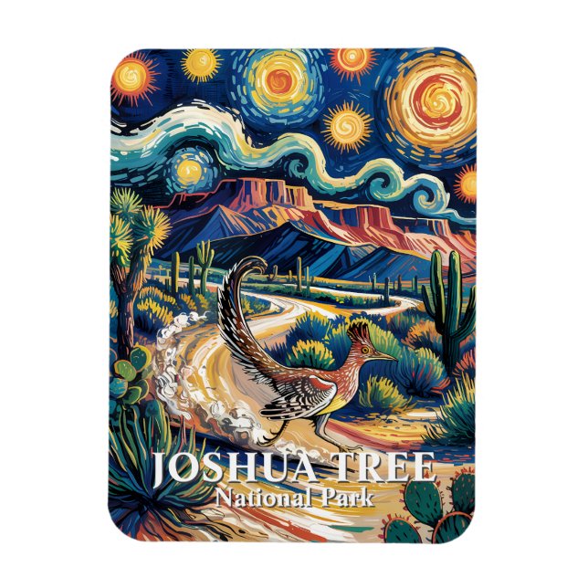 Roadrunner of Joshua Tree Van Gogh Night Custom Magnet (Vertikal)