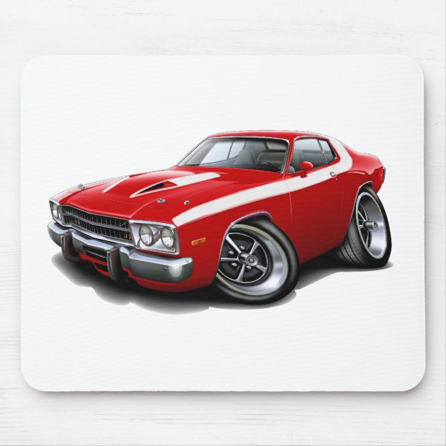 Roadrunner-Rot-Weißes Auto 1973-74 Mousepad (Vorne)