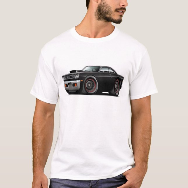 Roadrunner-Schwarz-Schwarzes Hauben-Schaufel-Auto T-Shirt (Vorderseite)