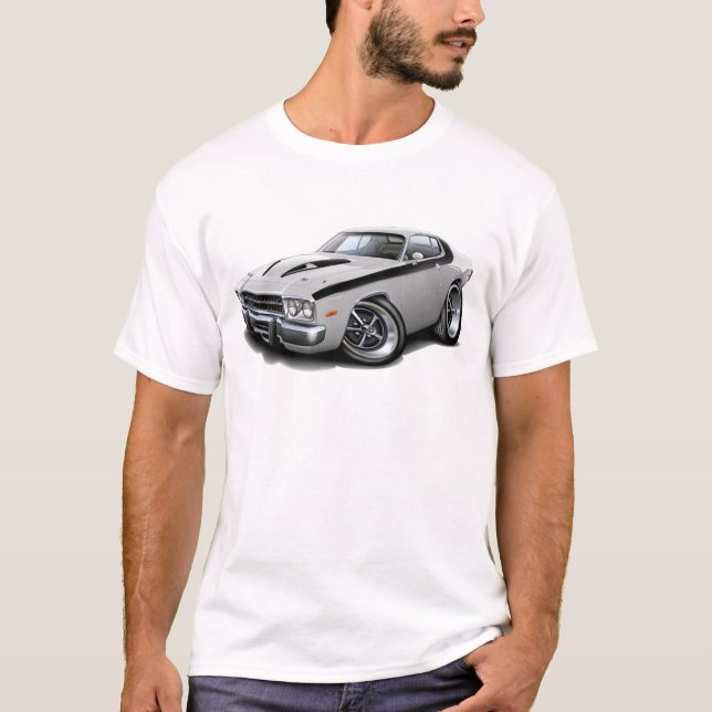 Roadrunner-Weiß-Schwarzes Auto 1973-74 T-Shirt (Vorderseite)