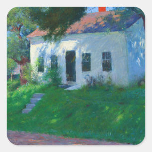 Roadside Cottage, 1889 by Dennis Miller Bunker Quadratischer Aufkleber