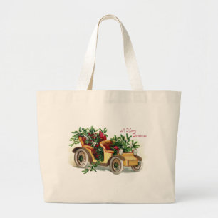 Roadster voll des Mistelzweig-Vintagen Weihnachten Jumbo Stoffbeutel