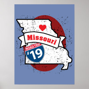 Roadtrip '19 Missouri - (stone blue/maroon) Poster
