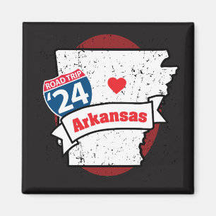 Roadtrip '24 Arkansas - quadratischer (rot/schwarz Magnet
