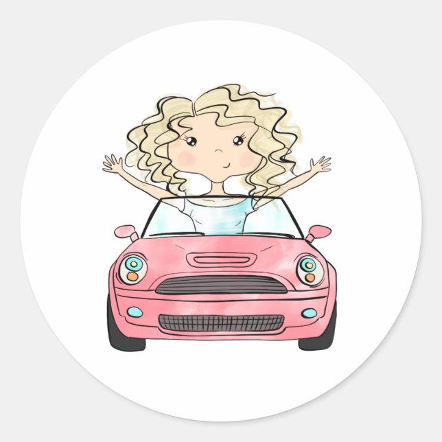 Roadtrip Illustration Runder Aufkleber (Vorderseite)
