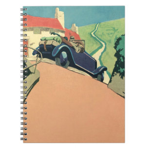 Roadtrip mit einem Oldtimer-Cabrio auf dem Land Notizblock