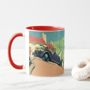 Roadtrip mit einem Oldtimer-Cabrio auf dem Land Tasse